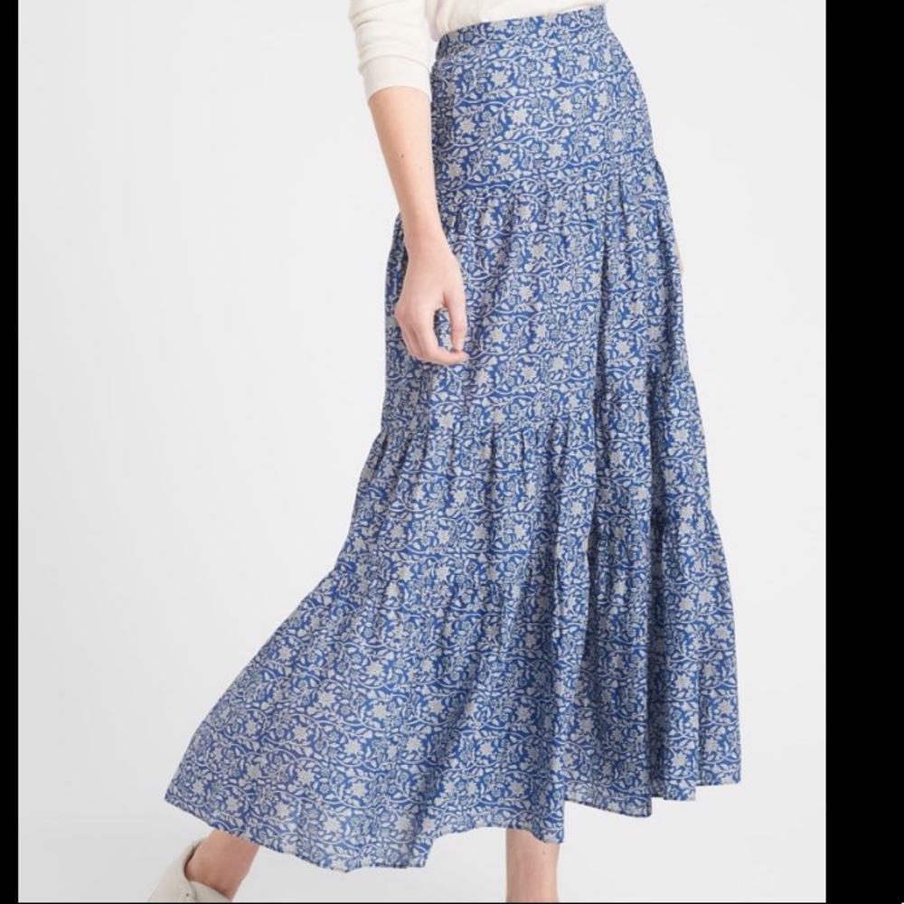 Banana Republic Factory Cotton Tiered Maxi Skirt